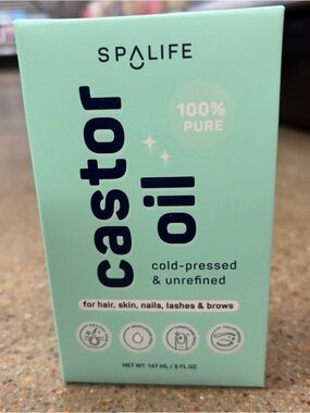 SpaLife Castor Oil 100% Pure Cold-Pressed Unrefined 147 ml Oil for Hair, Brows.